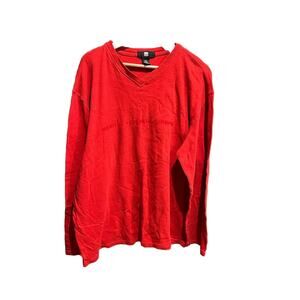 Marithe Francois Girbaud Spellout Red Cotton V Neck Men's Shirt Size‎ XXL